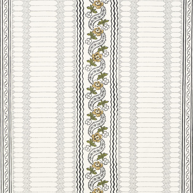 Serena Stripe Ochre 5015931 by Schumacher Designer Wallpaper Rita Konig 27.0" - Swanky Fabrics -