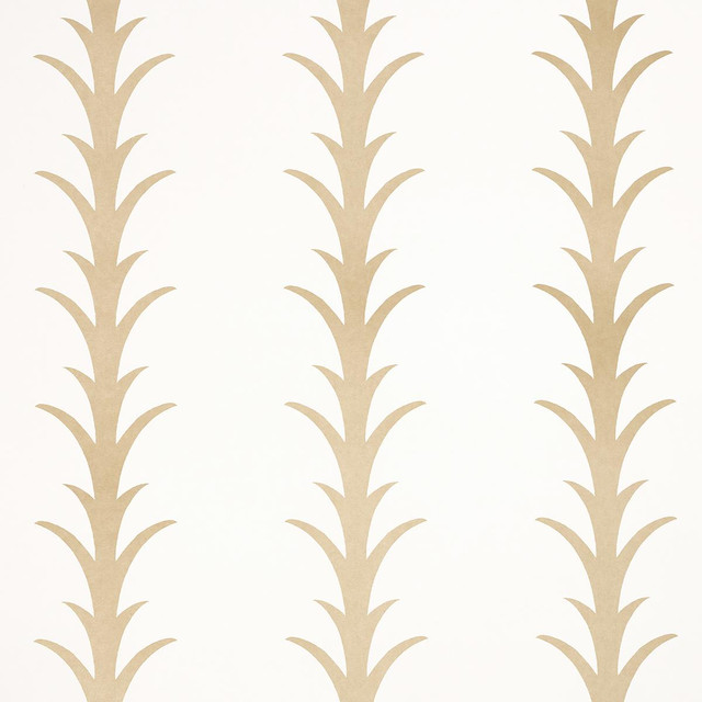 Acanthus Stripe Gold On Ivory 5014772 by Schumacher Designer Wallpaper Moon River 10.75" - Swanky Fabrics -