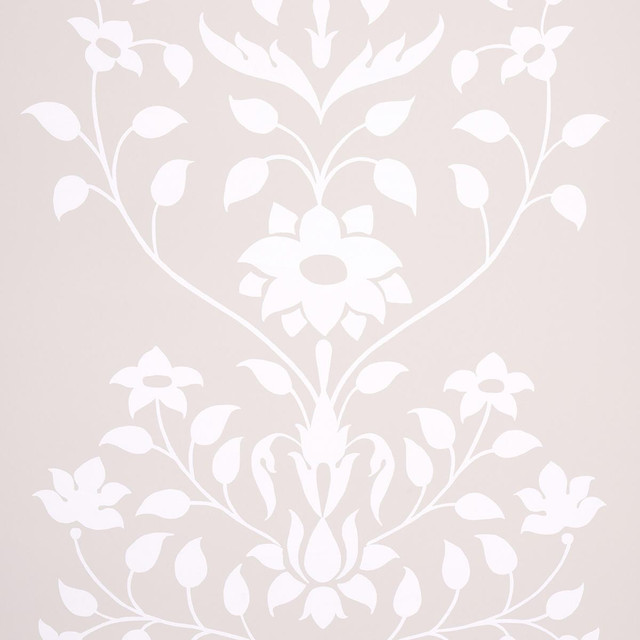 Jaipur Mughal Flower Neutral 5014462 by Schumacher Designer Wallpaper Marie-Anne Oudejans 27.0" - Swanky Fabrics -