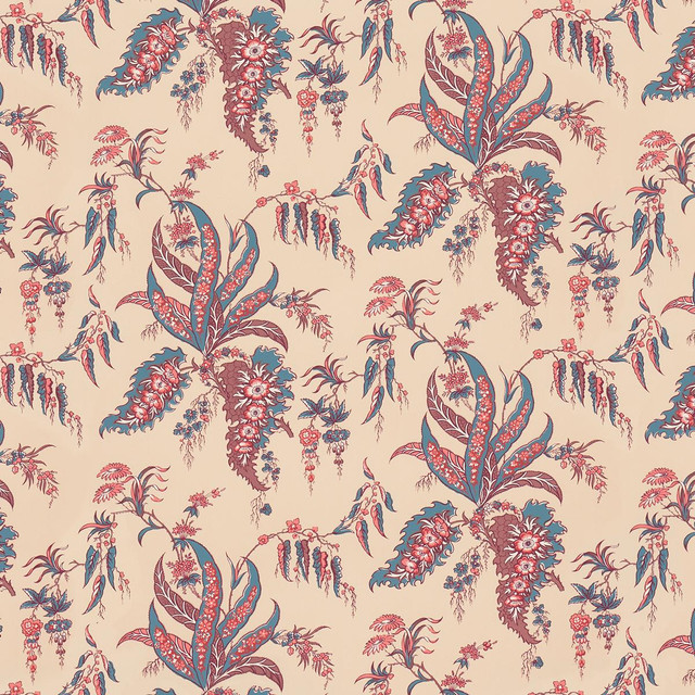 Apolline Botanical Rouge & Bleu 5015500 by Schumacher Designer Wallpaper Le Max 27.0" - Swanky Fabrics -