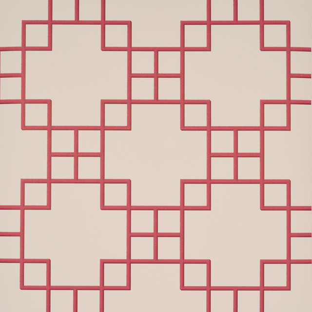 Georgette Trellis Red 5016502 by Schumacher Designer Wallpaper A Love Affair 20.5" - Swanky Fabrics - Georgette Trellis Red 5016502 by Schumacher Designer Wallpaper A Love Affair 20.5" - Swanky Fabrics -