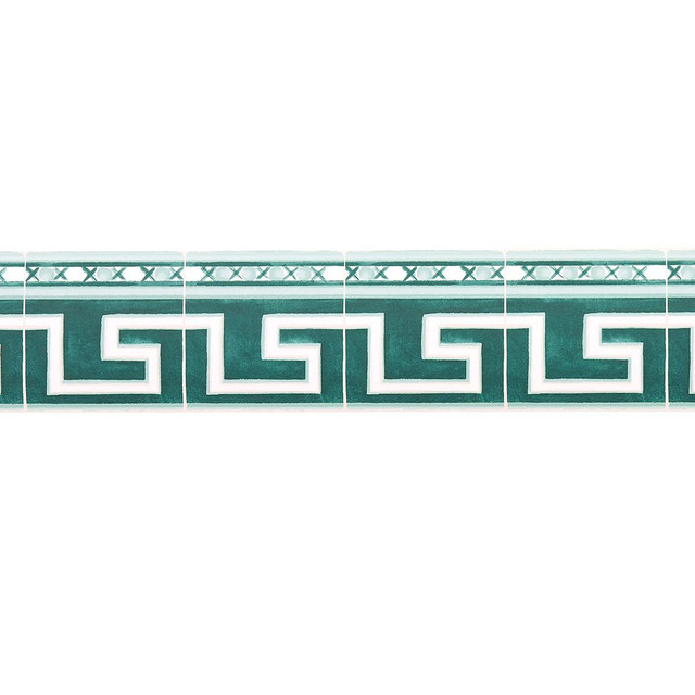 Azulejos Border Emerald 5015131 by Schumacher Designer Wallpaper Mary Mcdonald - Swanky Fabrics -