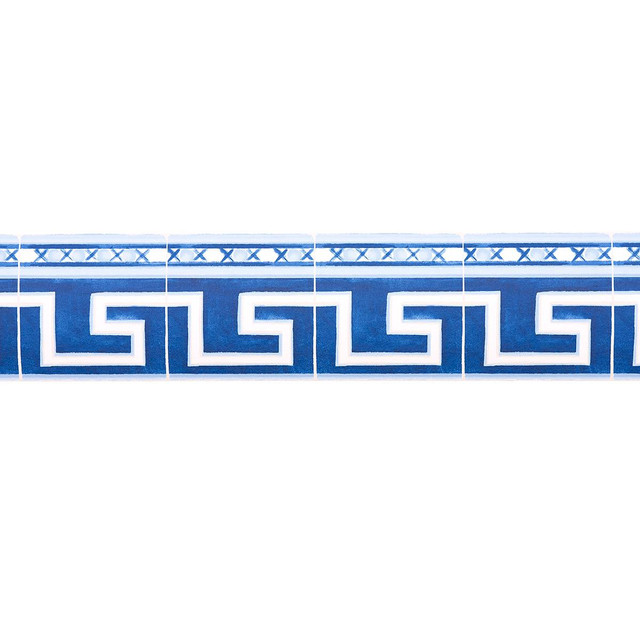 Azulejos Border Azure 5015130 by Schumacher Designer Wallpaper Mary Mcdonald - Swanky Fabrics -