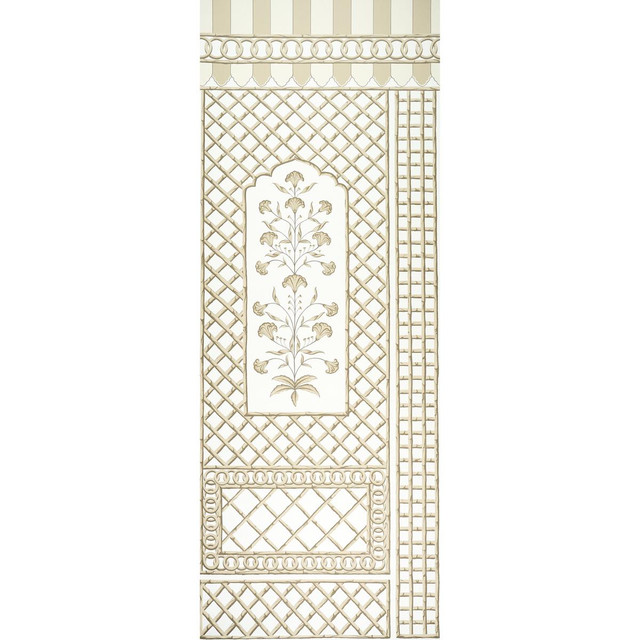 Bamboo Trellis Panel A Neutral 5014392 by Schumacher Designer Wallpaper Marie-Anne Oudejans 54.5" - Swanky Fabrics -