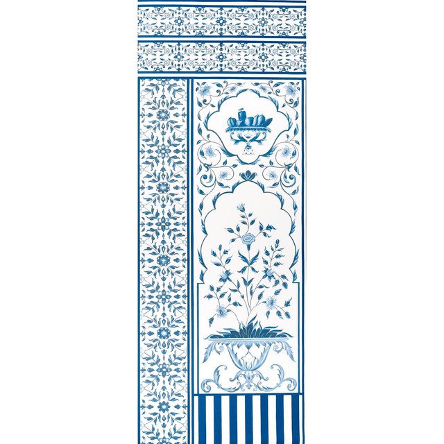 Mughal Garden Panel B Blue 5014420 by Schumacher Designer Wallpaper Marie-Anne Oudejans 54.5" - Swanky Fabrics -