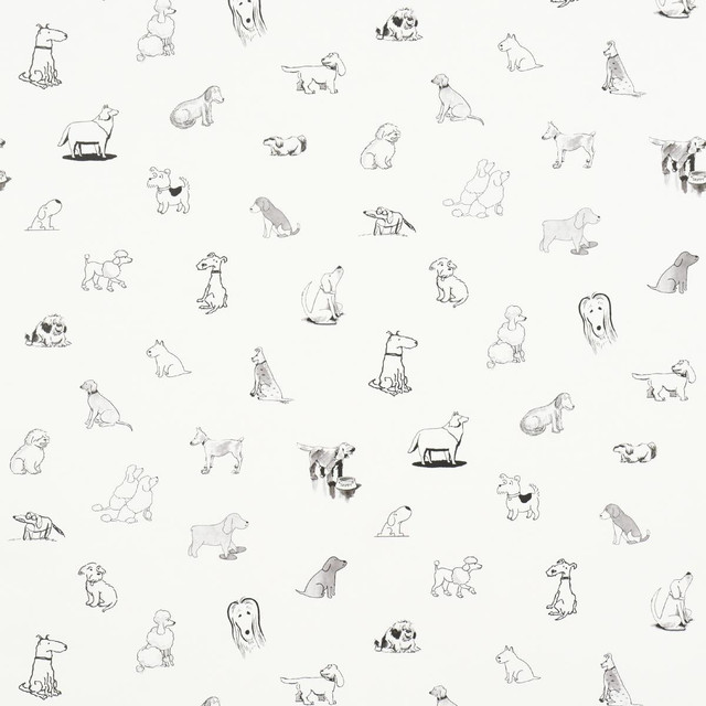 Good Dogs Everywhere Black & White 5016130 by Schumacher Designer Wallpaper The New Yorker 13.5" - Swanky Fabrics -