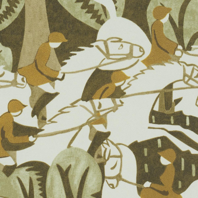 Margaret Schloeman'S Fox Chase Sage & Soft Brown 5016152 by Schumacher Designer Wallpaper The New Yorker 27.0" - Swanky Fabrics -