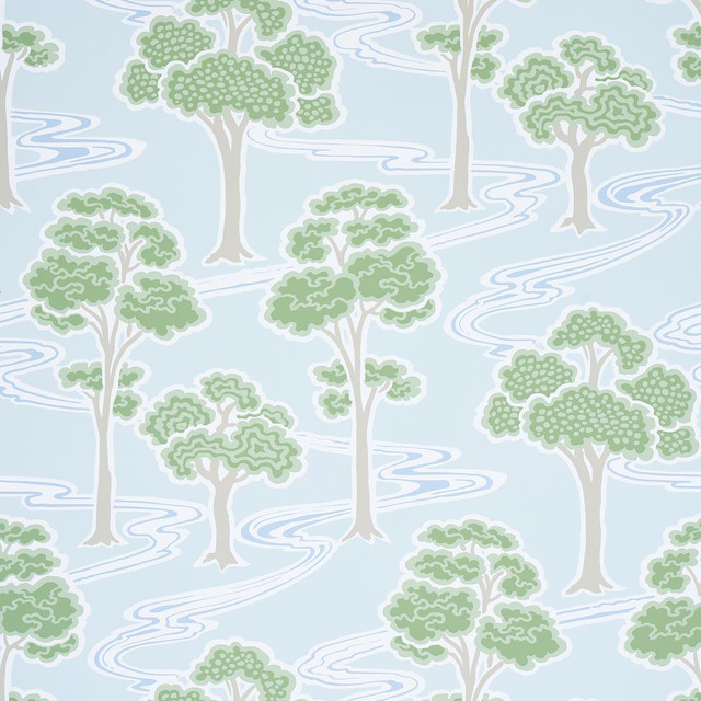 Tree River Mineral 5009102 by Schumacher Designer Wallpaper Moon River 27.0" - Swanky Fabrics - Tree River Mineral 5009102 by Schumacher Designer Wallpaper Moon River 27.0" - Swanky Fabrics -