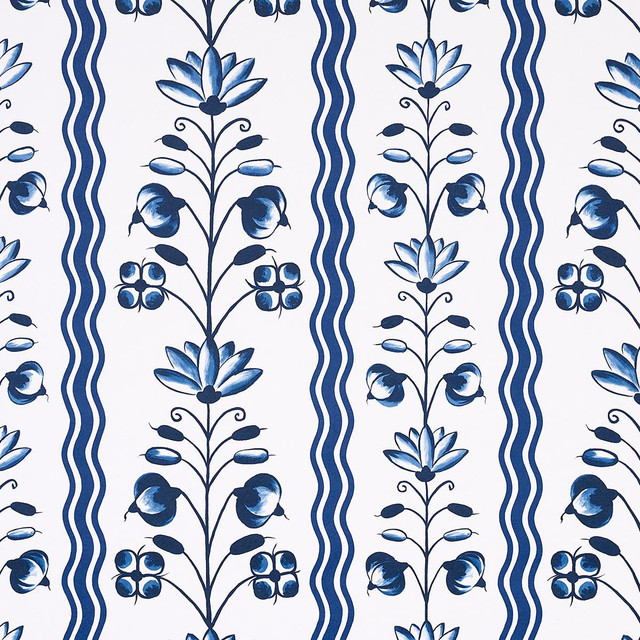Delft Waves Blue 5014380 by Schumacher Designer Wallpaper Marie-Anne Oudejans 27.0" - Swanky Fabrics - Delft Waves Blue 5014380 by Schumacher Designer Wallpaper Marie-Anne Oudejans 27.0" - Swanky Fabrics -