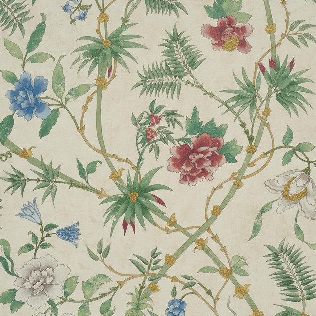 Arasi Botanical Parchment 5017171 by Schumacher Designer Wallpaper Botanical Garden 27.0" - Swanky Fabrics - Arasi Botanical Parchment 5017171 by Schumacher Designer Wallpaper Botanical Garden 27.0" - Swanky Fabrics -
