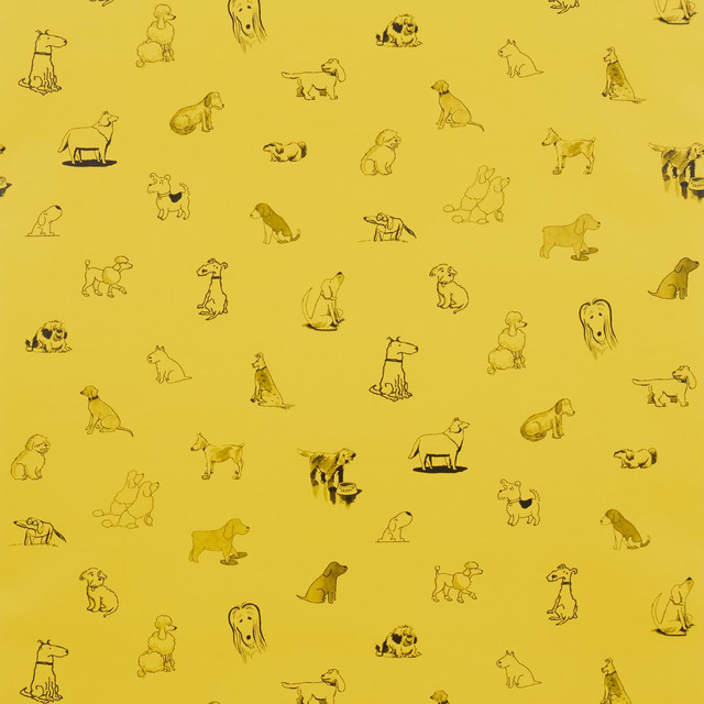 Good Dogs Everywhere Taxi-Cab Yellow 5016131 by Schumacher Designer Wallpaper The New Yorker 13.5" - Swanky Fabrics -