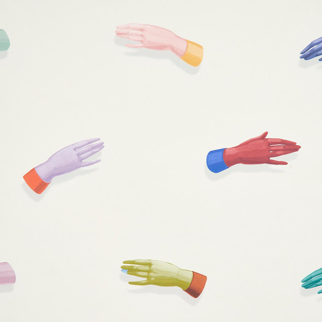 Manos Multi On Ivory 5014480 by Schumacher Designer Wallpaper Charlap Hyman & Herrero 52.0" - Swanky Fabrics -