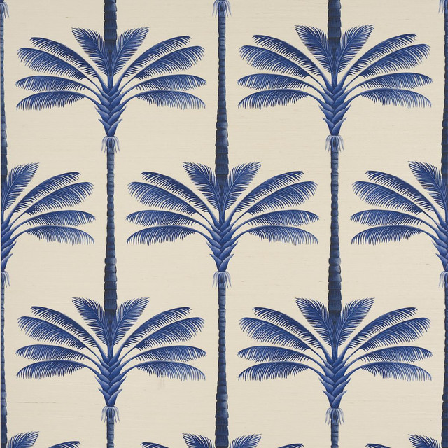 A Palm Is A Palm Sisal Indigo Palm Grove 5016962 by Schumacher Designer Wallpaper Johanna Ortiz 17.0" - Swanky Fabrics -