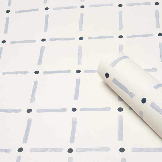 Drifting Grid Sky 5015611 by Schumacher Designer Wallpaper Caroline Z Hurley 27.0" - Swanky Fabrics -