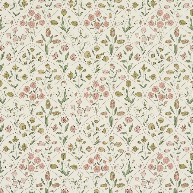 Frances Scallop Floral Petal 5015960 by Schumacher Designer Wallpaper Craft Revival 18.0" - Swanky Fabrics -