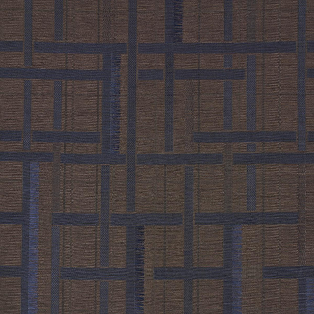 Axel Plaid Wallcovering Navy/Espresso 5015721 by Schumacher Designer Wallpaper Patterson Flynn 55.12" - Swanky Fabrics -