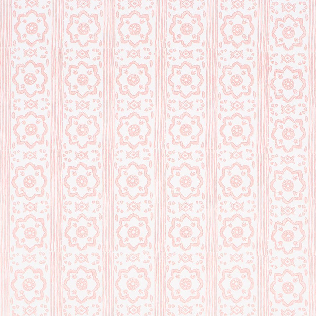 Sunda Hand Blocked Print Blush 5011224 by Schumacher Designer Wallpaper Jacaranda 2.5" - Swanky Fabrics -