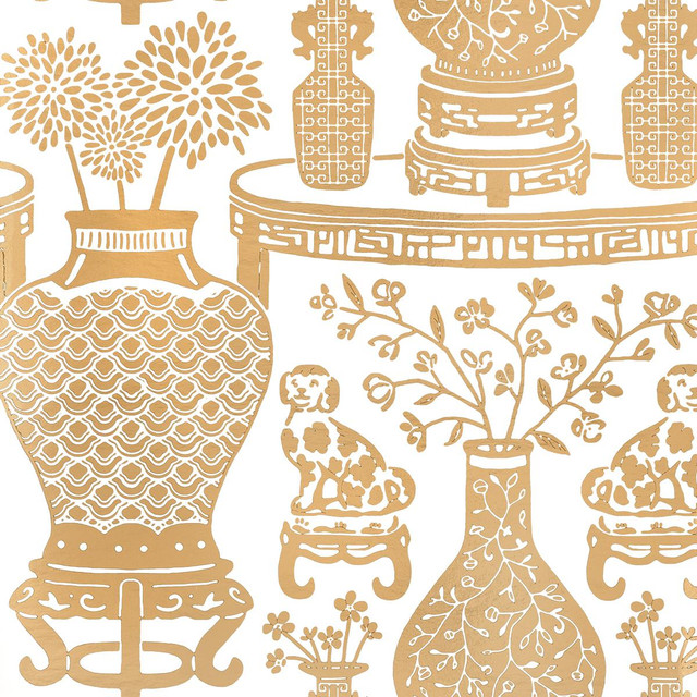 Hellene Mylar Gold 5010611 by Schumacher Designer Wallpaper Moon River 27.5" - Swanky Fabrics - Hellene Mylar Gold 5010611 by Schumacher Designer Wallpaper Moon River 27.5" - Swanky Fabrics -