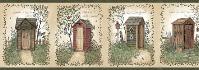 Fisher Sage Outhouse Wallpaper by Chesapeake Designer Homestead Covers about 8.5 square feet 6.8-in by 15-ft long roll Prepasted 0 - Swanky Fabrics - Fisher Sage Outhouse Wallpaper by Chesapeake Designer Homestead Covers about 8.5 square feet 6.8-in by 15-ft long roll Prepasted 0 - Swanky Fabrics -