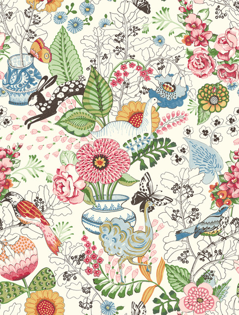 Whimsy Multicolor Fauna Wallpaper by A-Street Prints Designer Folklore Covers about 56.4 square feet 20.5-in by 33-ft long roll Unpasted 27 - Swanky Fabrics - Whimsy Multicolor Fauna Wallpaper by A-Street Prints Designer Folklore Covers about 56.4 square feet 20.5-in by 33-ft long roll Unpasted 27 - Swanky Fabrics -