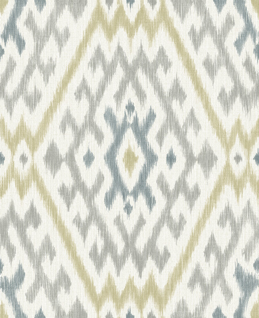 Solola Chartreuse Ikat Wallpaper by A-Street Prints Designer Harmony Covers about 56.4 square feet 20.5-in by 33-ft long roll Unpasted 25.2 - Swanky Fabrics -