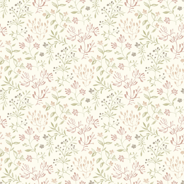 Tarragon Blush Dainty Meadow Wallpaper by Chesapeake Designer Kinfolk Covers about 56.4 square feet 20.5-in by 33-ft long roll Prepasted 10.25 - Swanky Fabrics - Tarragon Blush Dainty Meadow Wallpaper by Chesapeake Designer Kinfolk Covers about 56.4 square feet 20.5-in by 33-ft long roll Prepasted 10.25 - Swanky Fabrics -