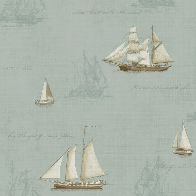 Andrew Seafoam Sailboat Wallpaper by Advantage Designer Passport Covers about 56.4 square feet 20.5-in by 33-ft long roll Prepasted 20.5 - Swanky Fabrics - Andrew Seafoam Sailboat Wallpaper by Advantage Designer Passport Covers about 56.4 square feet 20.5-in by 33-ft long roll Prepasted 20.5 - Swanky Fabrics -