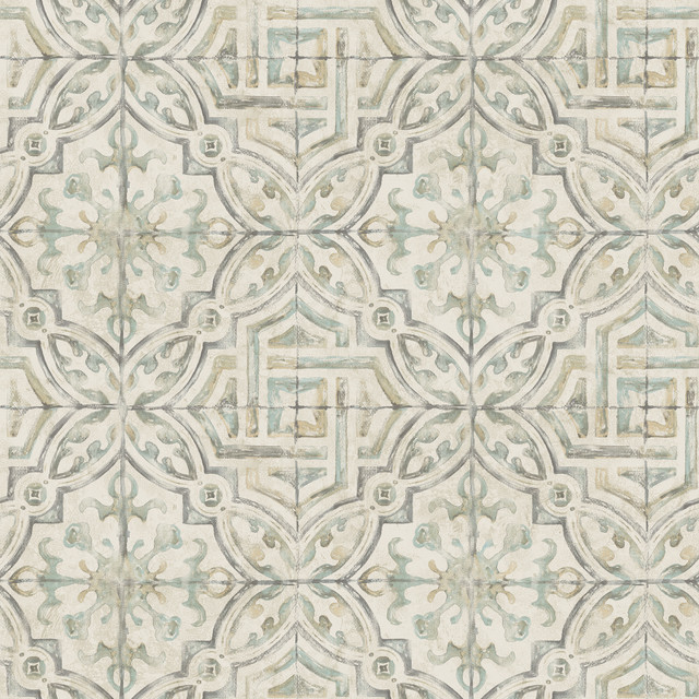 Sonoma Olive Spanish Tile Wallpaper by Chesapeake Designer The Vineyard Covers about 56.4 square feet 20.5-in by 33-ft long roll Prepasted 20.5 - Swanky Fabrics - Sonoma Olive Spanish Tile Wallpaper by Chesapeake Designer The Vineyard Covers about 56.4 square feet 20.5-in by 33-ft long roll Prepasted 20.5 - Swanky Fabrics -