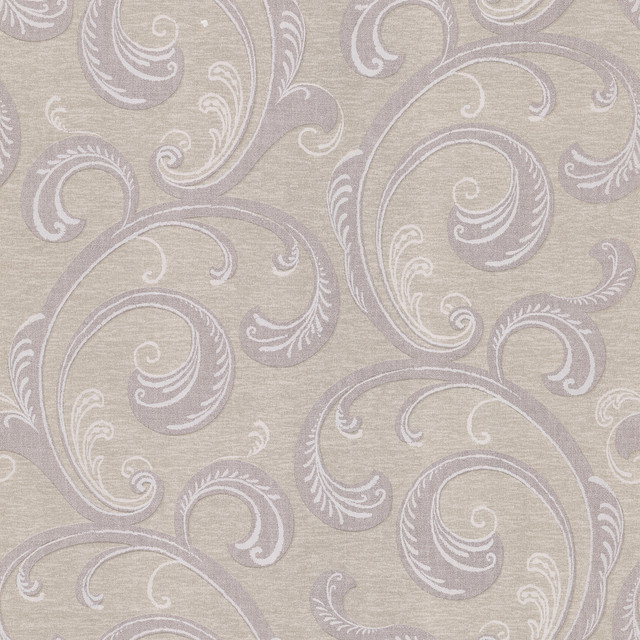 Gilly Purple Scroll Wallpaper by Brewster Designer Kitchen, Bed, & Bath IV Covers about 56.4 square feet 20.5-in by 33-ft long roll Unpasted 20.8 - Swanky Fabrics -