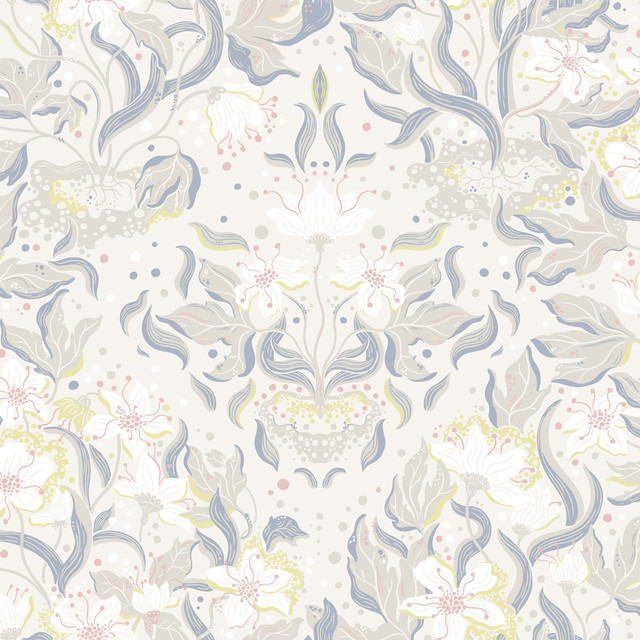 Lisa Bone Floral Damask Wallpaper by A-Street Prints Designer Botanica Covers about 57.5 square feet 20.9-in by 33-ft long roll Unpasted 20.9 - Swanky Fabrics - Lisa Bone Floral Damask Wallpaper by A-Street Prints Designer Botanica Covers about 57.5 square feet 20.9-in by 33-ft long roll Unpasted 20.9 - Swanky Fabrics -
