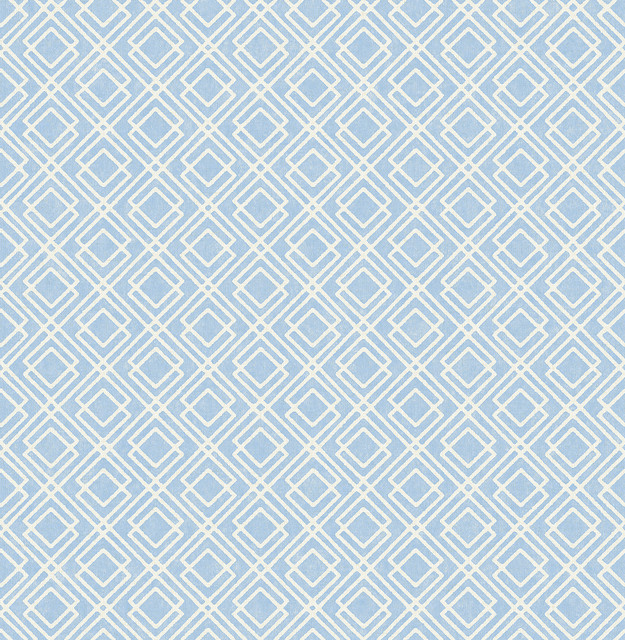 Napa Blue Geometric Wallpaper by Chesapeake Designer The Vineyard Covers about 56.4 square feet 20.5-in by 33-ft long roll Prepasted 20.9 - Swanky Fabrics -