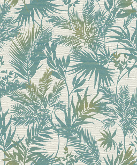 Saura Teal Frond Wallpaper by Advantage Designer Splash Covers about 57.5 square feet 20.9-in by 33-ft long roll Unpasted 12.6 - Swanky Fabrics - Saura Teal Frond Wallpaper by Advantage Designer Splash Covers about 57.5 square feet 20.9-in by 33-ft long roll Unpasted 12.6 - Swanky Fabrics -