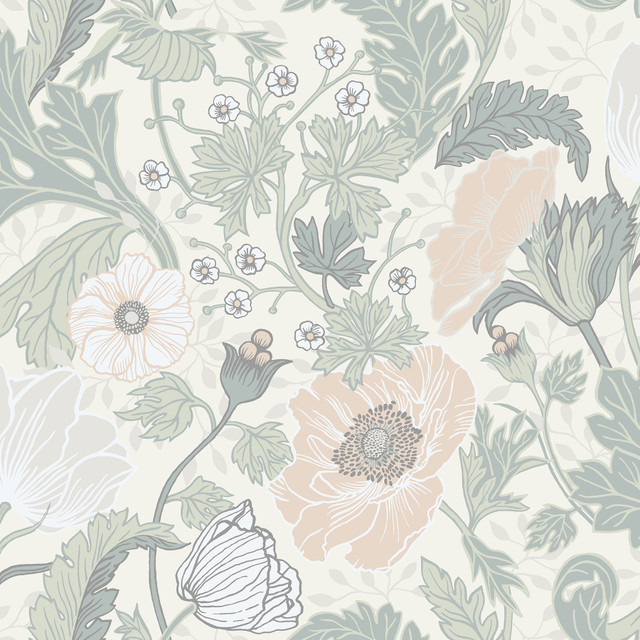 Anemone Light Grey Floral Wallpaper by A-Street Prints Designer Ingrid Covers about 56.4 square feet 20.5-in by 33-ft long roll Unpasted 20.9 - Swanky Fabrics - Anemone Light Grey Floral Wallpaper by A-Street Prints Designer Ingrid Covers about 56.4 square feet 20.5-in by 33-ft long roll Unpasted 20.9 - Swanky Fabrics -