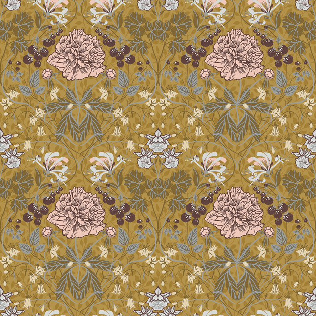 Celestine Mustard Floral Wallpaper by A-Street Prints Designer Spring Covers about 56.4 square feet 20.5-in by 33-ft long roll Unpasted 10.4 - Swanky Fabrics - Celestine Mustard Floral Wallpaper by A-Street Prints Designer Spring Covers about 56.4 square feet 20.5-in by 33-ft long roll Unpasted 10.4 - Swanky Fabrics -
