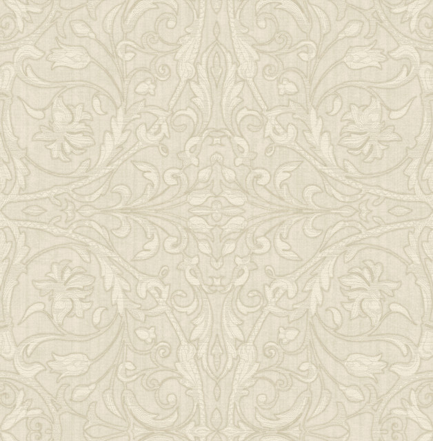 Fenice Beige Scroll Wallpaper by Sirpi Designer Sirpi Covers about 56.4 square feet 20.5-in by 33-ft long roll Unpasted 20.9 - Swanky Fabrics - Fenice Beige Scroll Wallpaper by Sirpi Designer Sirpi Covers about 56.4 square feet 20.5-in by 33-ft long roll Unpasted 20.9 - Swanky Fabrics -