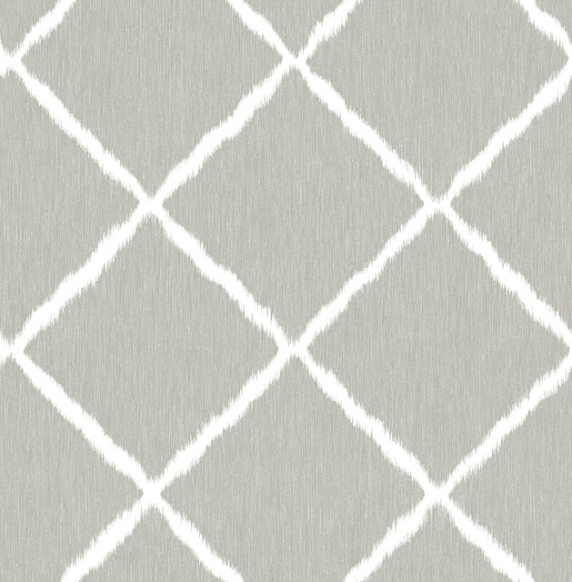 Sterling Ikat Trellis Wallpaper by A-Street Prints Designer Signature by Sarah Richardson Covers about 56.4 square feet 20.5-in by 33-ft long roll Unpasted 20.9 - Swanky Fabrics -