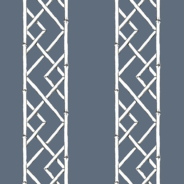 Indigo Indigo Latticework Wallpaper by A-Street Prints Designer Signature by Sarah Richardson Covers about 56.4 square feet 20.5-in by 33-ft long roll Unpasted 10.4 - Swanky Fabrics -