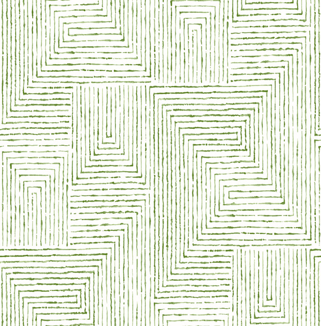 Merritt Green Geometric Wallpaper by A-Street Prints Designer Scott Living Covers about 56.4 square feet 20.5-in by 33-ft long roll Unpasted 20.8 - Swanky Fabrics -