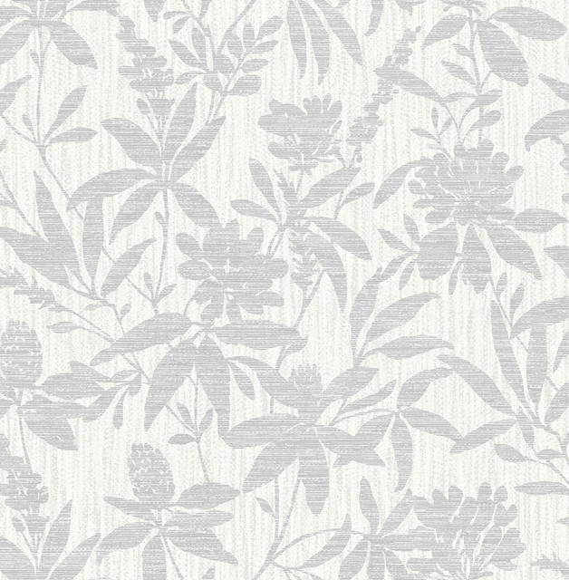 Riemann Silver Floral Wallpaper by Advantage Designer Radiance Covers about 57.5 square feet 20.9-in by 33-ft long roll Unpasted 10.4 - Swanky Fabrics - Riemann Silver Floral Wallpaper by Advantage Designer Radiance Covers about 57.5 square feet 20.9-in by 33-ft long roll Unpasted 10.4 - Swanky Fabrics -