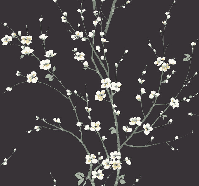 Monterey Black Floral Branch Wallpaper by A-Street Prints Designer Newport Covers about 60.8 square feet 27-in by 27-ft long roll Unpasted 25.2 - Swanky Fabrics - Monterey Black Floral Branch Wallpaper by A-Street Prints Designer Newport Covers about 60.8 square feet 27-in by 27-ft long roll Unpasted 25.2 - Swanky Fabrics -