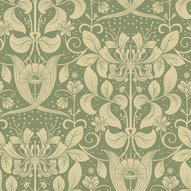 Berit Green Floral Crest Wallpaper by A-Street Prints Designer Ingrid Covers about 57.5 square feet 20.9-in by 33-ft long roll Unpasted 20.9 - Swanky Fabrics - Berit Green Floral Crest Wallpaper by A-Street Prints Designer Ingrid Covers about 57.5 square feet 20.9-in by 33-ft long roll Unpasted 20.9 - Swanky Fabrics -