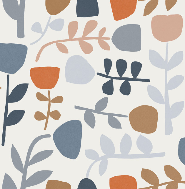 Juni Orange Abstract Tulips Wallpaper by A-Street Prints Designer Hannah Covers about 56.4 square feet 20.5-in by 33-ft long roll Unpasted 20.9 - Swanky Fabrics - Juni Orange Abstract Tulips Wallpaper by A-Street Prints Designer Hannah Covers about 56.4 square feet 20.5-in by 33-ft long roll Unpasted 20.9 - Swanky Fabrics -
