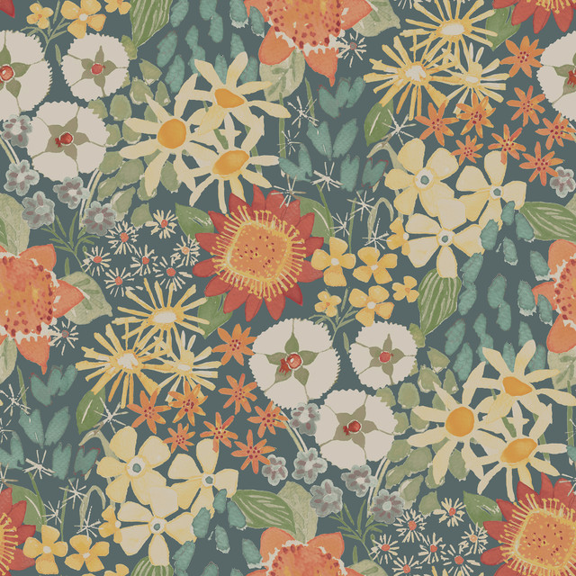 Karina Teal Wildflower Garden Wallpaper by A-Street Prints Designer Hannah Covers about 56.4 square feet 20.5-in by 33-ft long roll Unpasted 20.9 - Swanky Fabrics - Karina Teal Wildflower Garden Wallpaper by A-Street Prints Designer Hannah Covers about 56.4 square feet 20.5-in by 33-ft long roll Unpasted 20.9 - Swanky Fabrics -