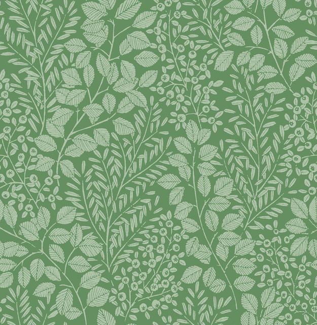 Elin Green Berry Botanical Wallpaper by A-Street Prints Designer Hannah Covers about 56.4 square feet 20.5-in by 33-ft long roll Unpasted 20.9 - Swanky Fabrics - Elin Green Berry Botanical Wallpaper by A-Street Prints Designer Hannah Covers about 56.4 square feet 20.5-in by 33-ft long roll Unpasted 20.9 - Swanky Fabrics -
