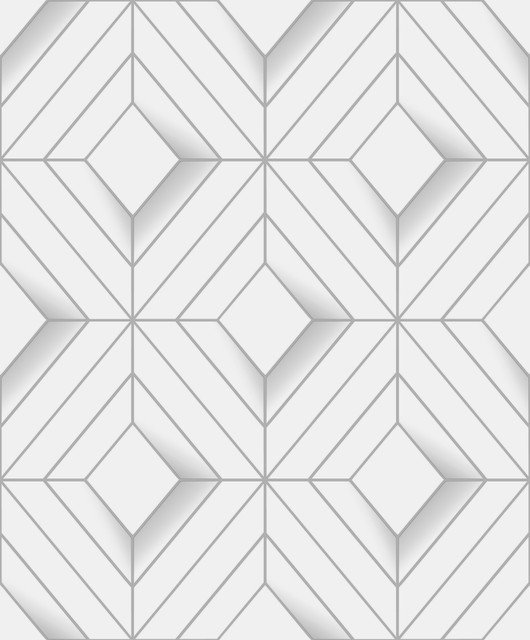 Filmore White Diamond Panes Wallpaper by Advantage Designer Geo & Textures Covers about 57.5 square feet 20.9-in by 33-ft long roll Unpasted 12.5 - Swanky Fabrics -