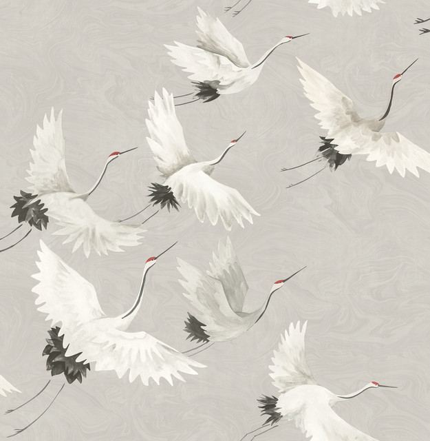 Windsong Grey Bird Wallpaper by Brewster Designer Fresh Start Kitchen & Bath Covers about 56.4 square feet 20.5-in by 33-ft long roll Unpasted 20.9 - Swanky Fabrics - Windsong Grey Bird Wallpaper by Brewster Designer Fresh Start Kitchen & Bath Covers about 56.4 square feet 20.5-in by 33-ft long roll Unpasted 20.9 - Swanky Fabrics -