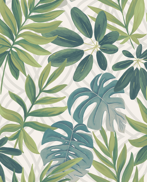 Nocturnum Green Leaves Wallpaper by Brewster Designer Fresh Start Kitchen & Bath Covers about 56.4 square feet 20.5-in by 33-ft long roll Unpasted 12.6 - Swanky Fabrics - Nocturnum Green Leaves Wallpaper by Brewster Designer Fresh Start Kitchen & Bath Covers about 56.4 square feet 20.5-in by 33-ft long roll Unpasted 12.6 - Swanky Fabrics -