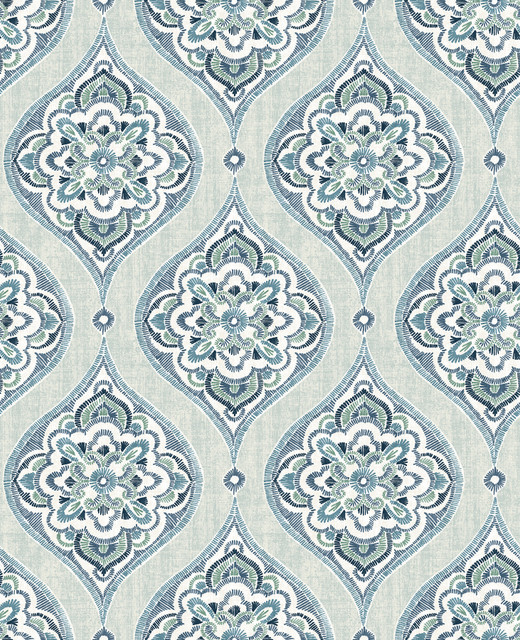 Adele Aqua Damask Wallpaper by A-Street Prints Designer Folklore Covers about 56.4 square feet 20.5-in by 33-ft long roll Unpasted 12.6 - Swanky Fabrics - Adele Aqua Damask Wallpaper by A-Street Prints Designer Folklore Covers about 56.4 square feet 20.5-in by 33-ft long roll Unpasted 12.6 - Swanky Fabrics -