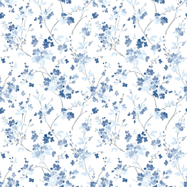 Glinda Navy Floral Trail Wallpaper by Chesapeake Designer Flora & Fauna Covers about 56.4 square feet 20.5-in by 33-ft long roll Prepasted 10.5 - Swanky Fabrics - Glinda Navy Floral Trail Wallpaper by Chesapeake Designer Flora & Fauna Covers about 56.4 square feet 20.5-in by 33-ft long roll Prepasted 10.5 - Swanky Fabrics -
