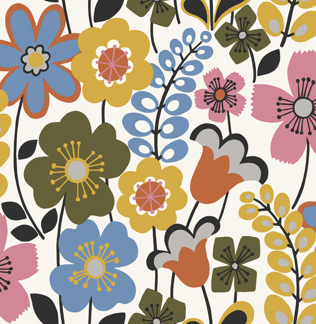 Piper Multicolor Floral Wallpaper by A-Street Prints Designer BlueBell Covers about 56.4 square feet 20.5-in by 33-ft long roll Unpasted 20.9 - Swanky Fabrics - Piper Multicolor Floral Wallpaper by A-Street Prints Designer BlueBell Covers about 56.4 square feet 20.5-in by 33-ft long roll Unpasted 20.9 - Swanky Fabrics -